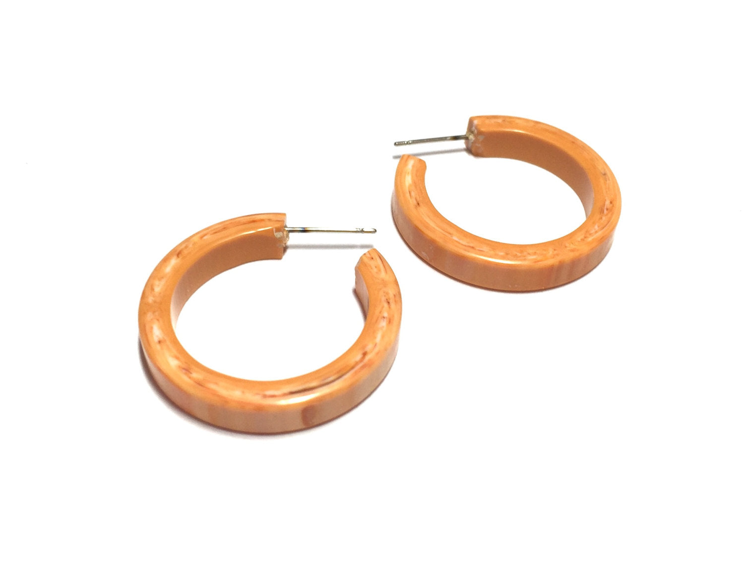 peach earrings lucite hoops