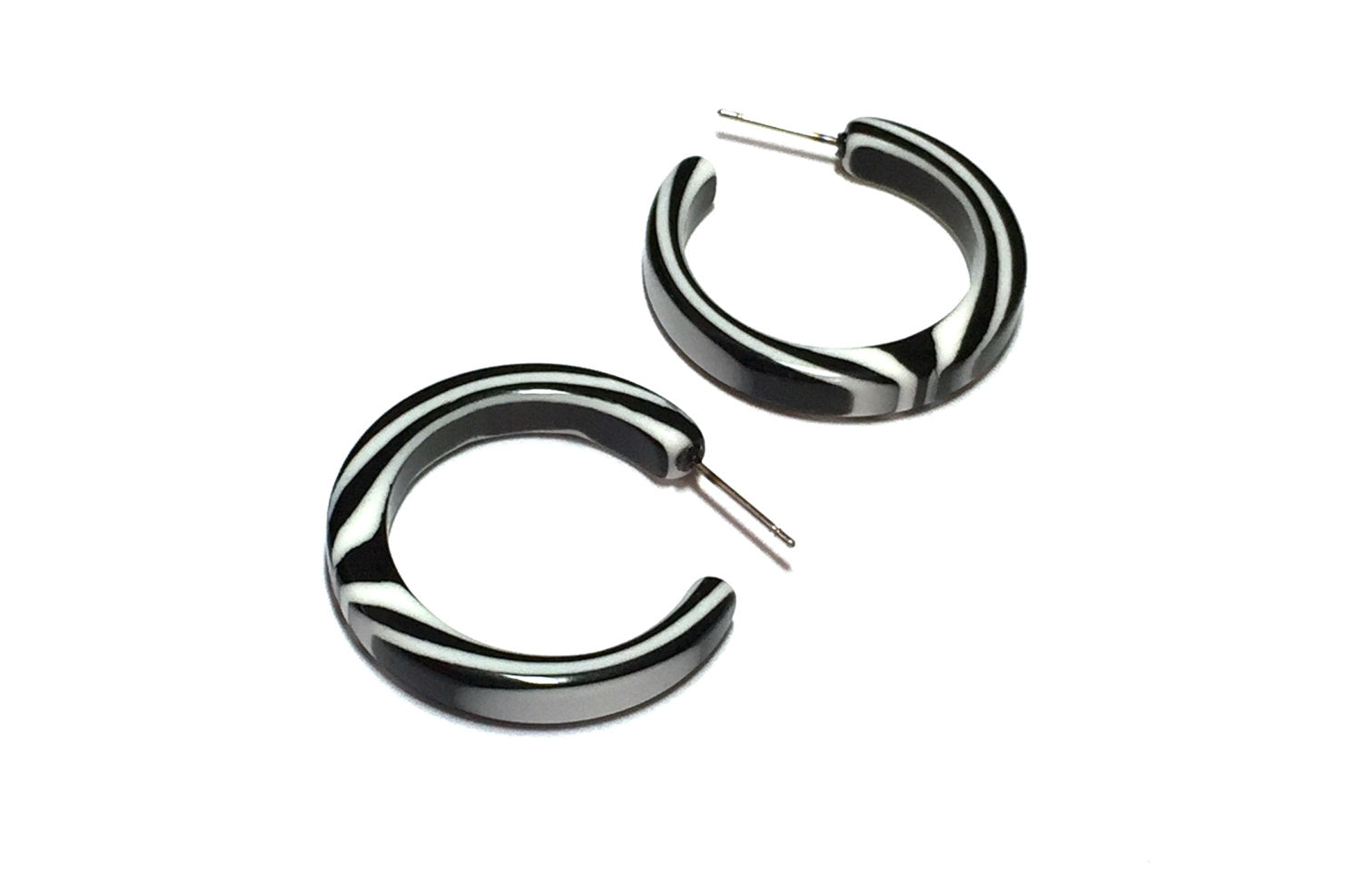 black and white hoop earrings