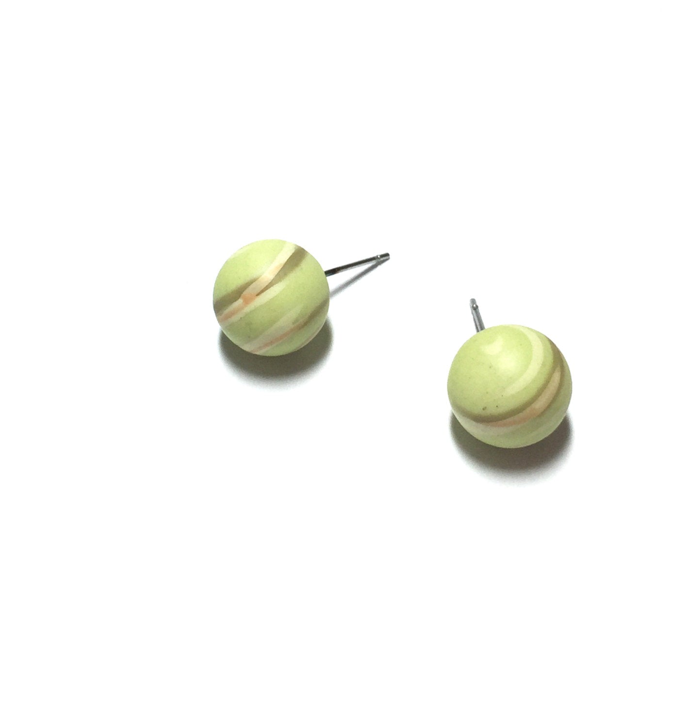 lime green striped studs