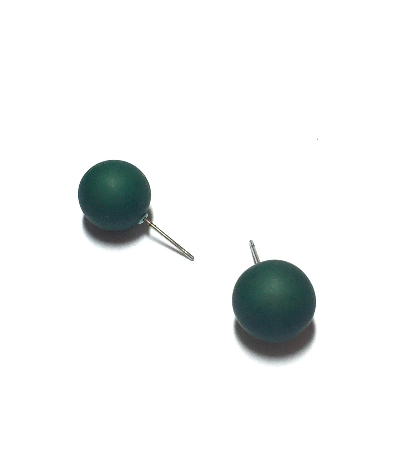 dark green post earrings