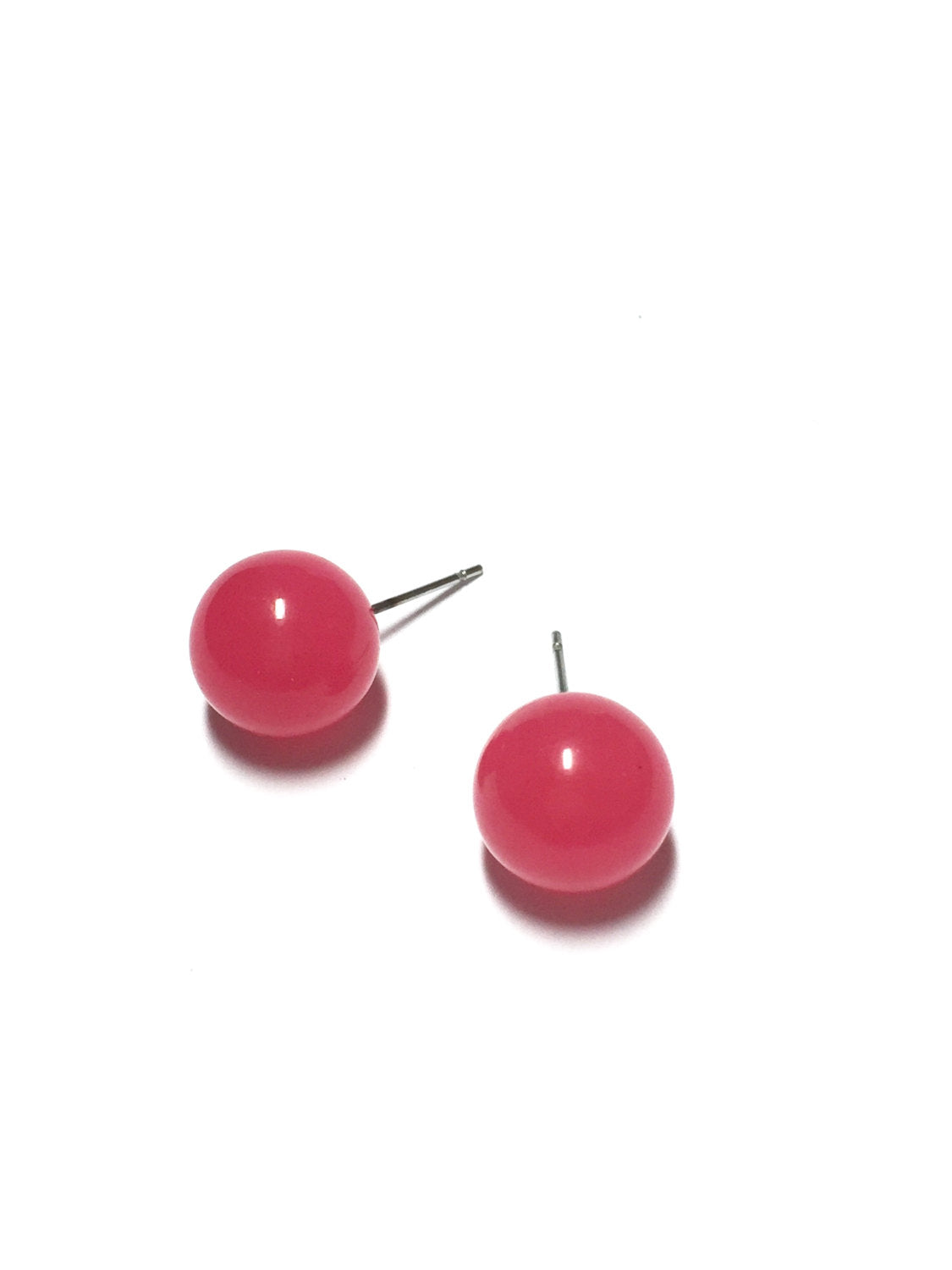 lucite studs hot pink
