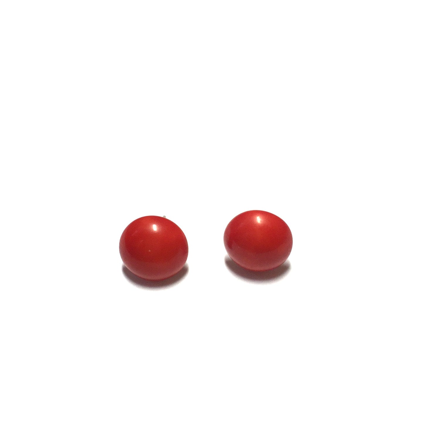 bright red button earrings