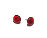 red button stud earrings