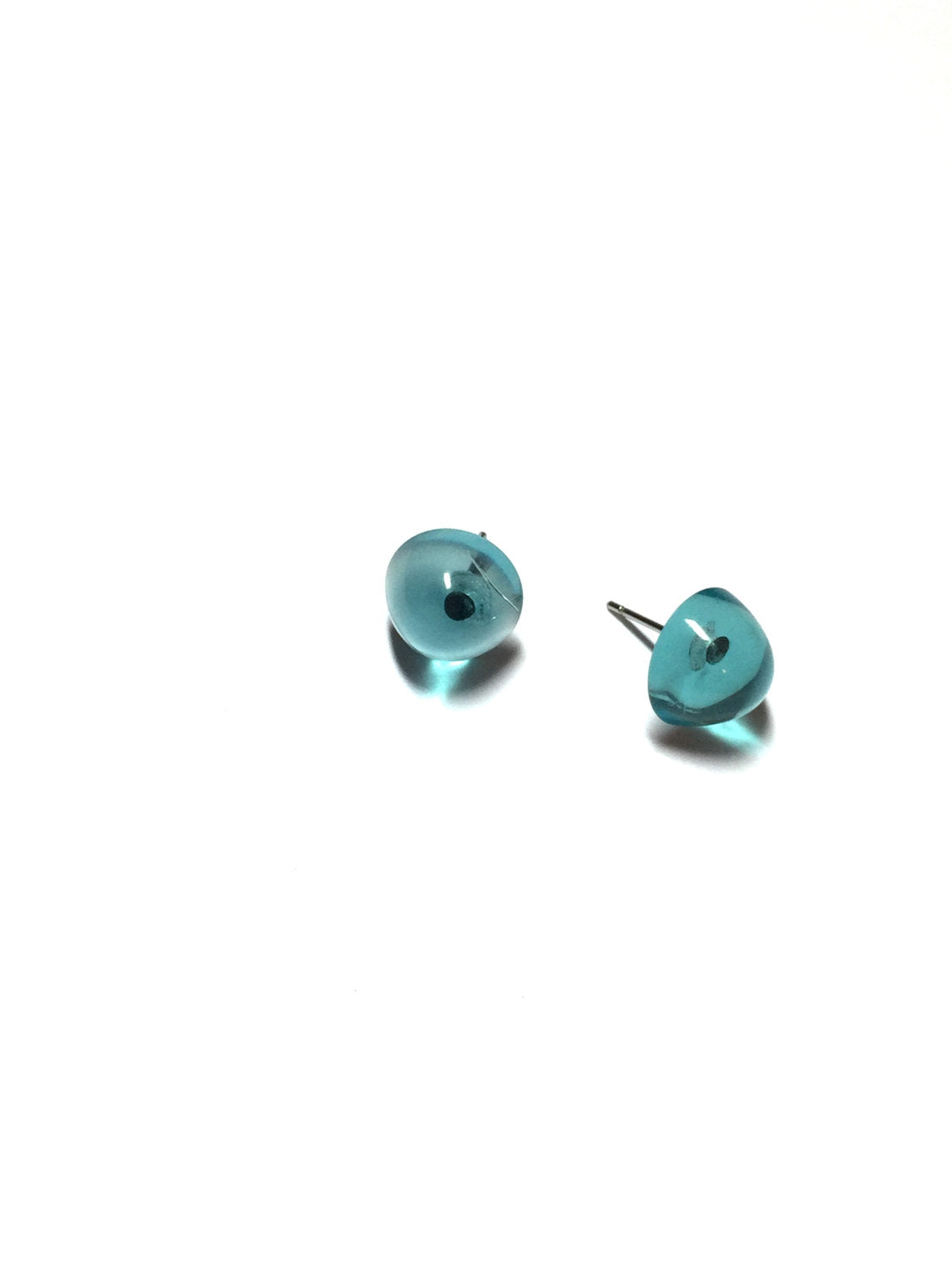 Aquamarine Transparent Small Gumdrop Stud Earrings