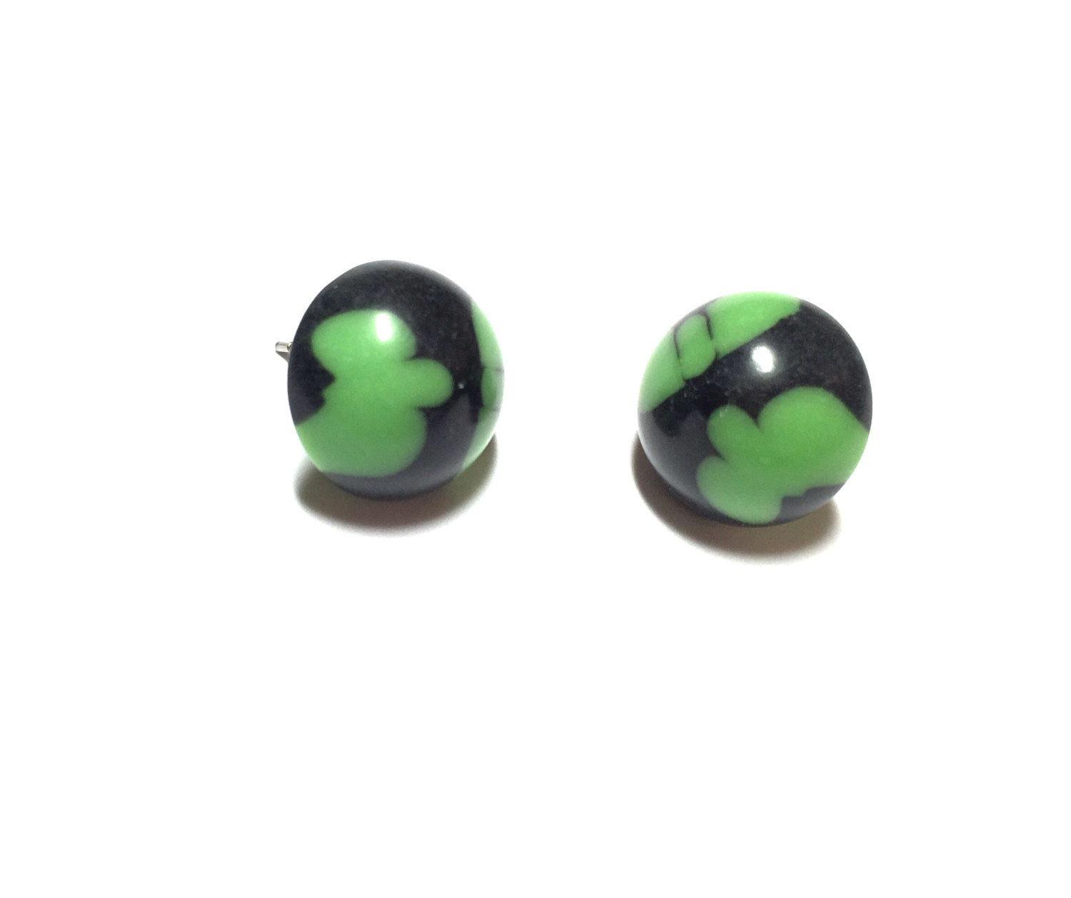 green black stud earrings