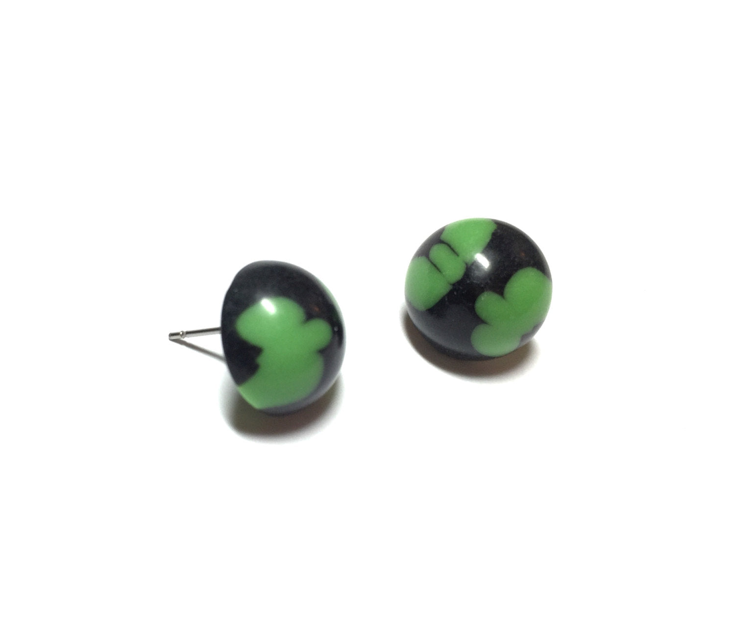 green black lucite studs