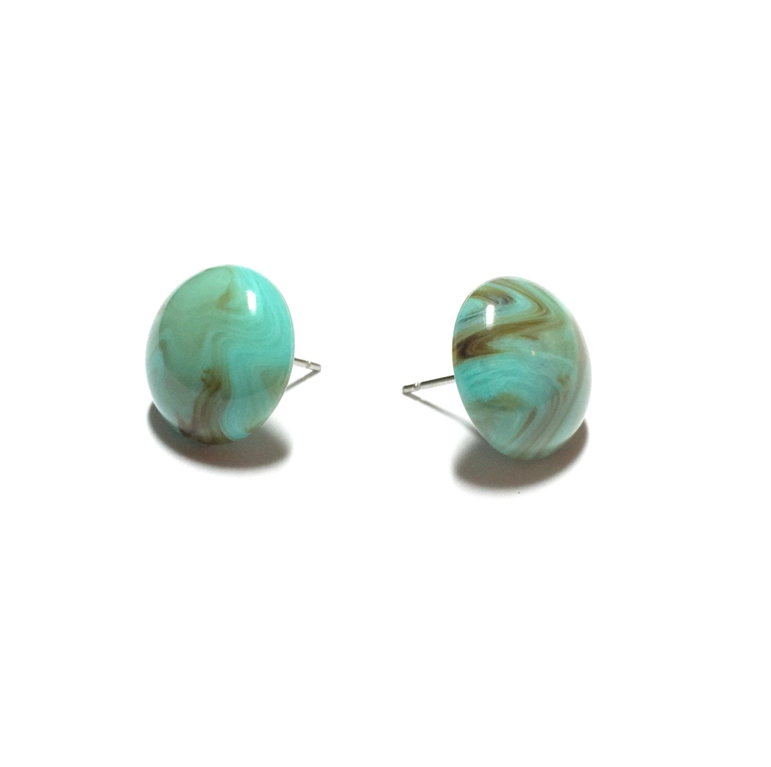 turquoise button earrings