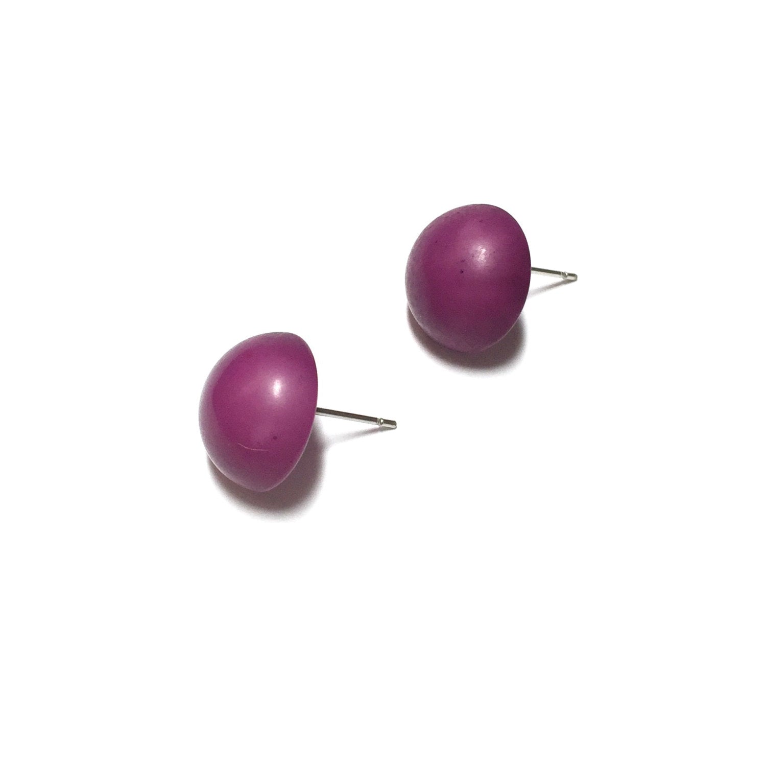 violet button earrings