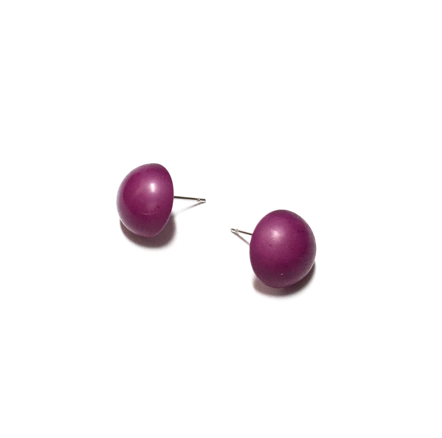 purple button earrings