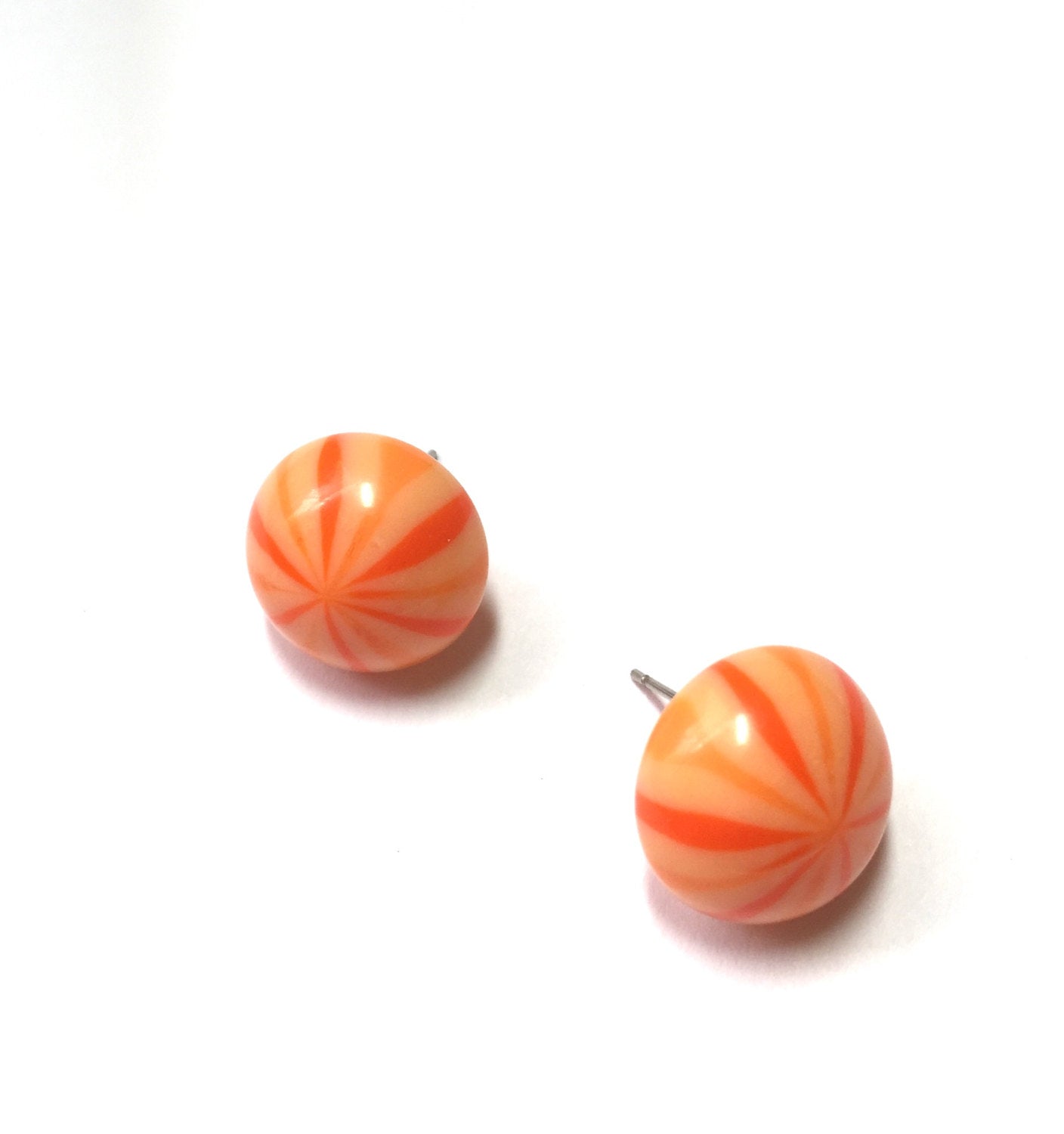 orange stripe stud earrings
