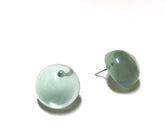 light green button earrings