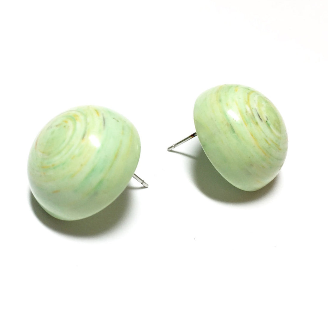 retro button studs light green