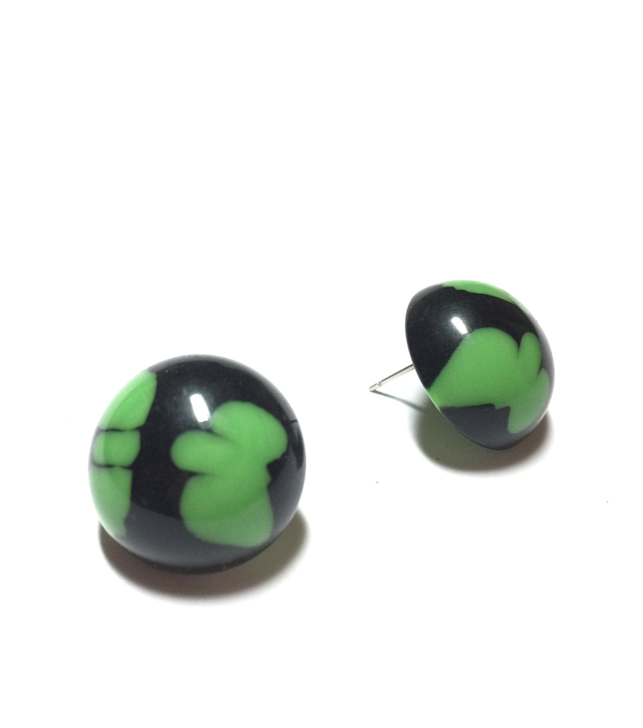 green black batik earrings