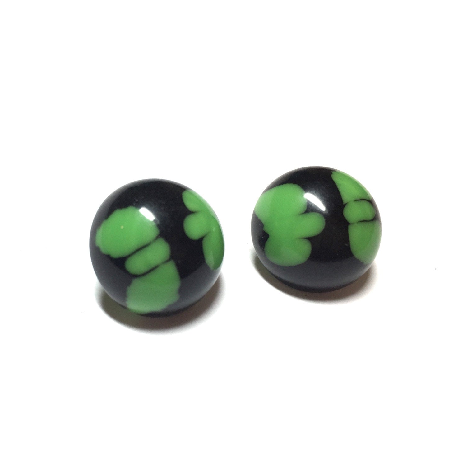 emerald green black earrings