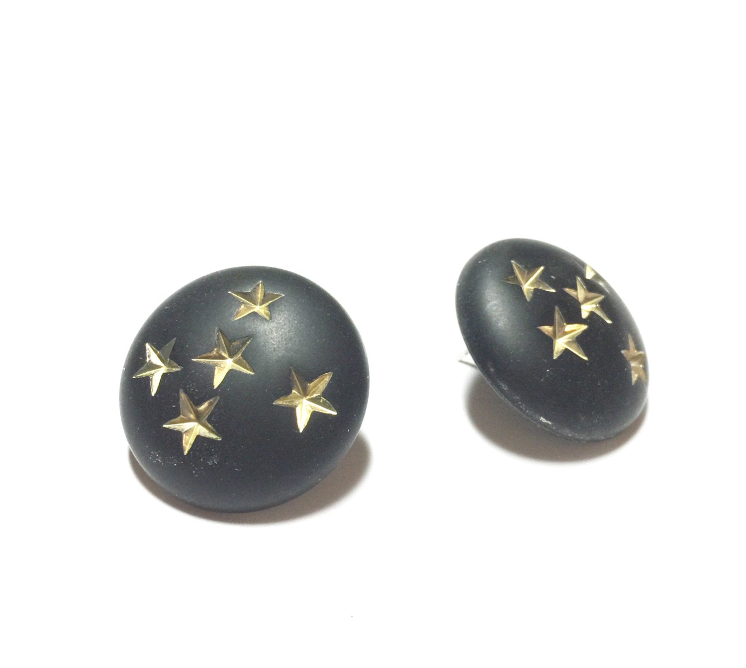 black gold star earrings