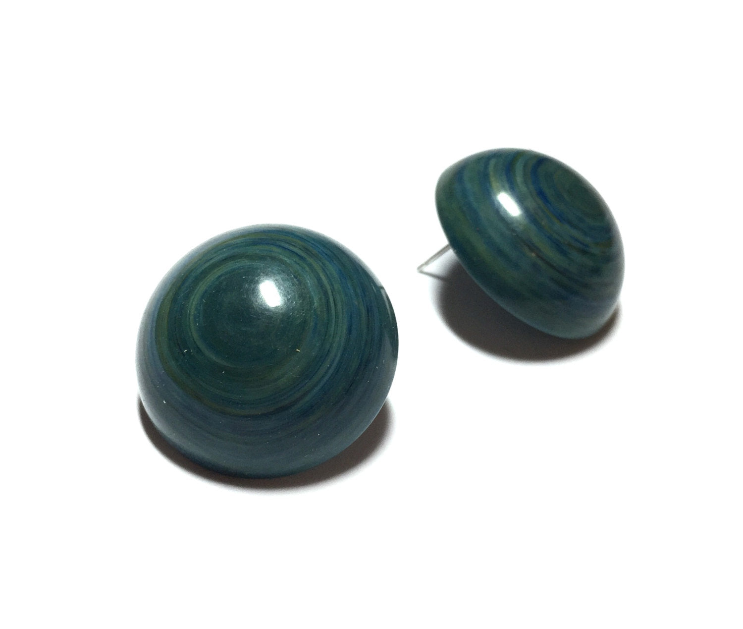 marbled blue button earrings