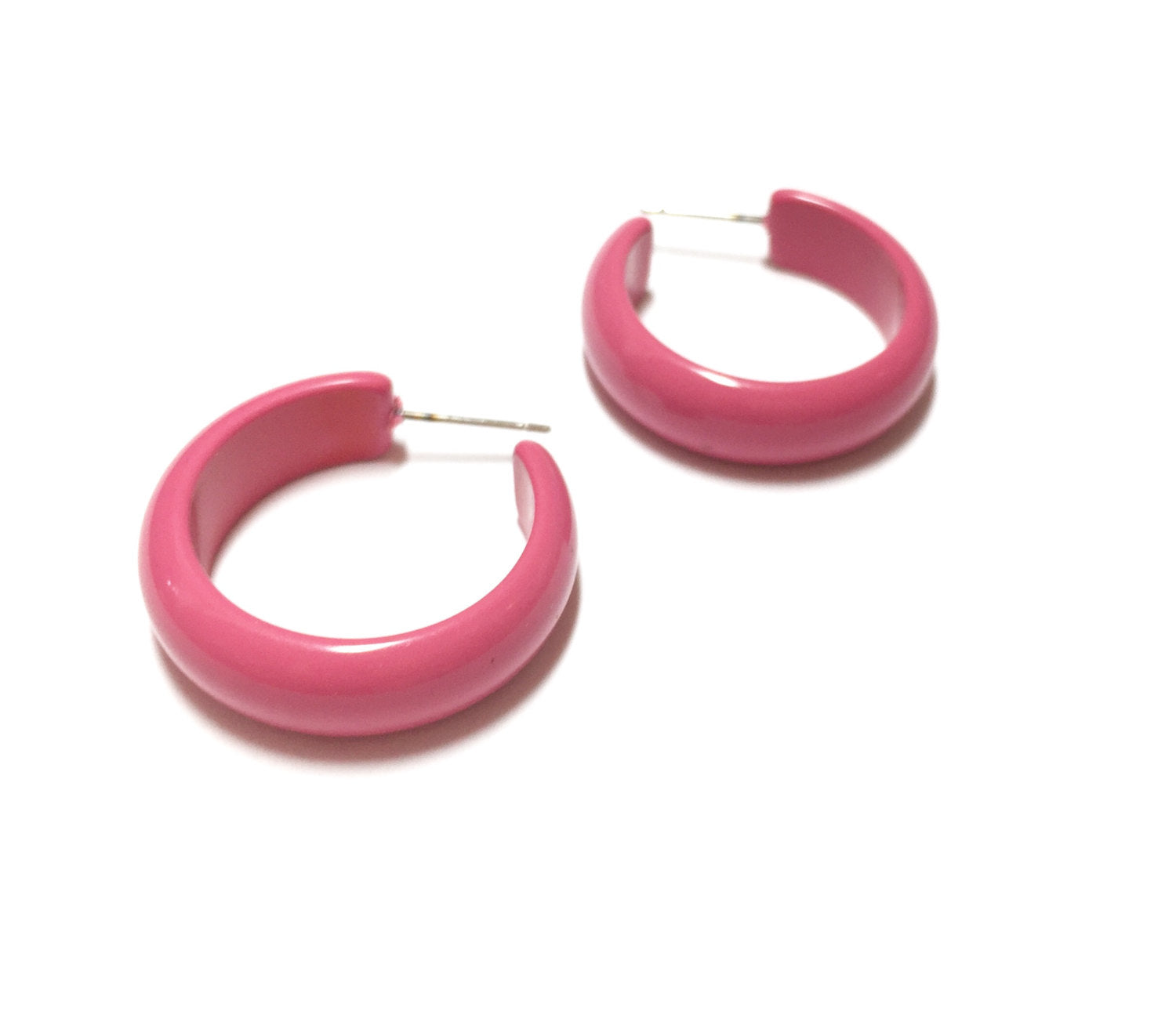 lucite pink hoops