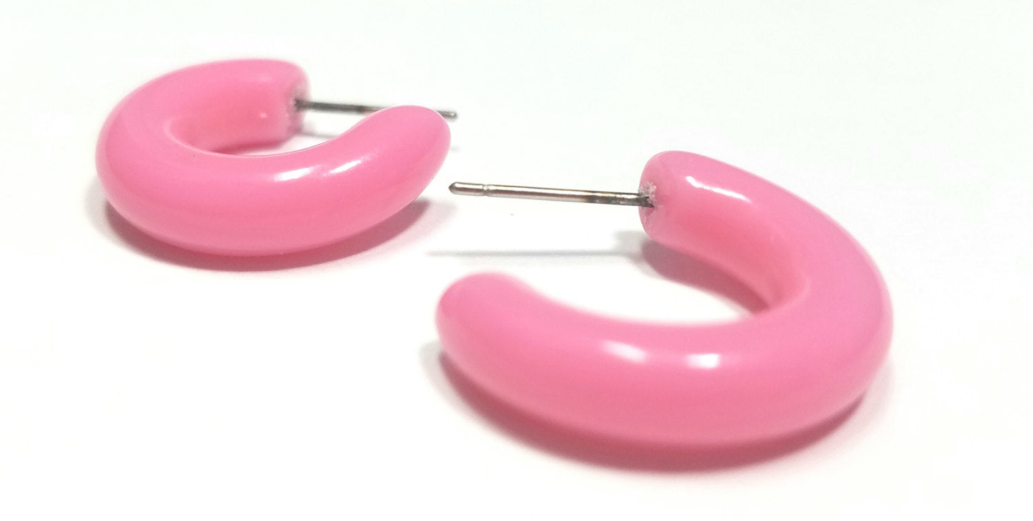 pastel pink lucite hoops