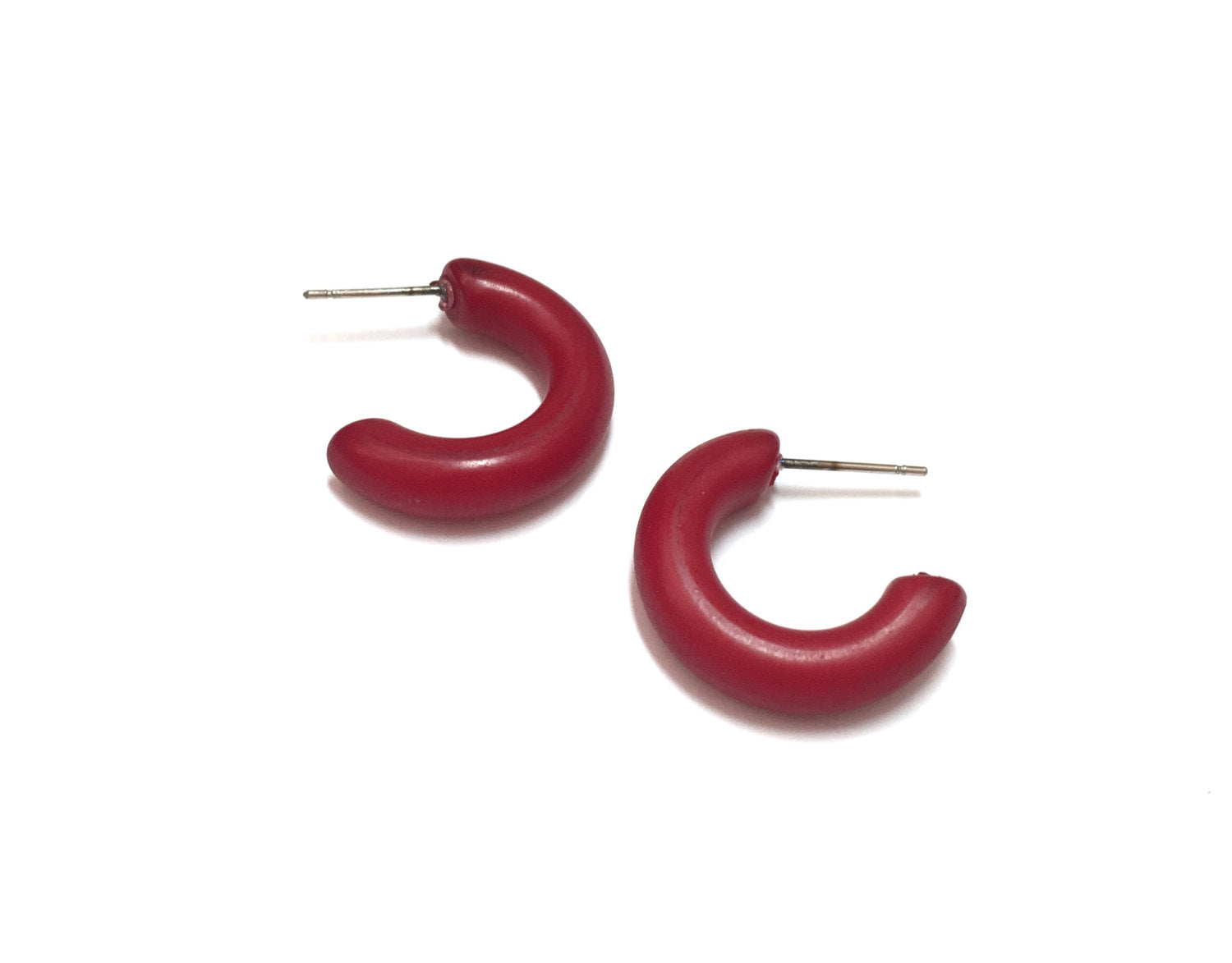 dark red small hoops