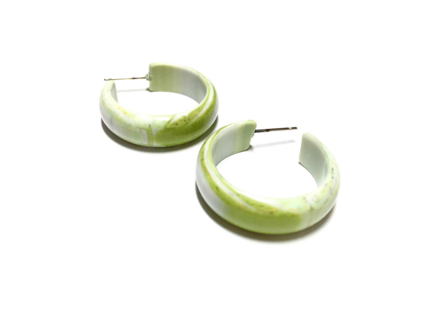 lime white hoop earrings