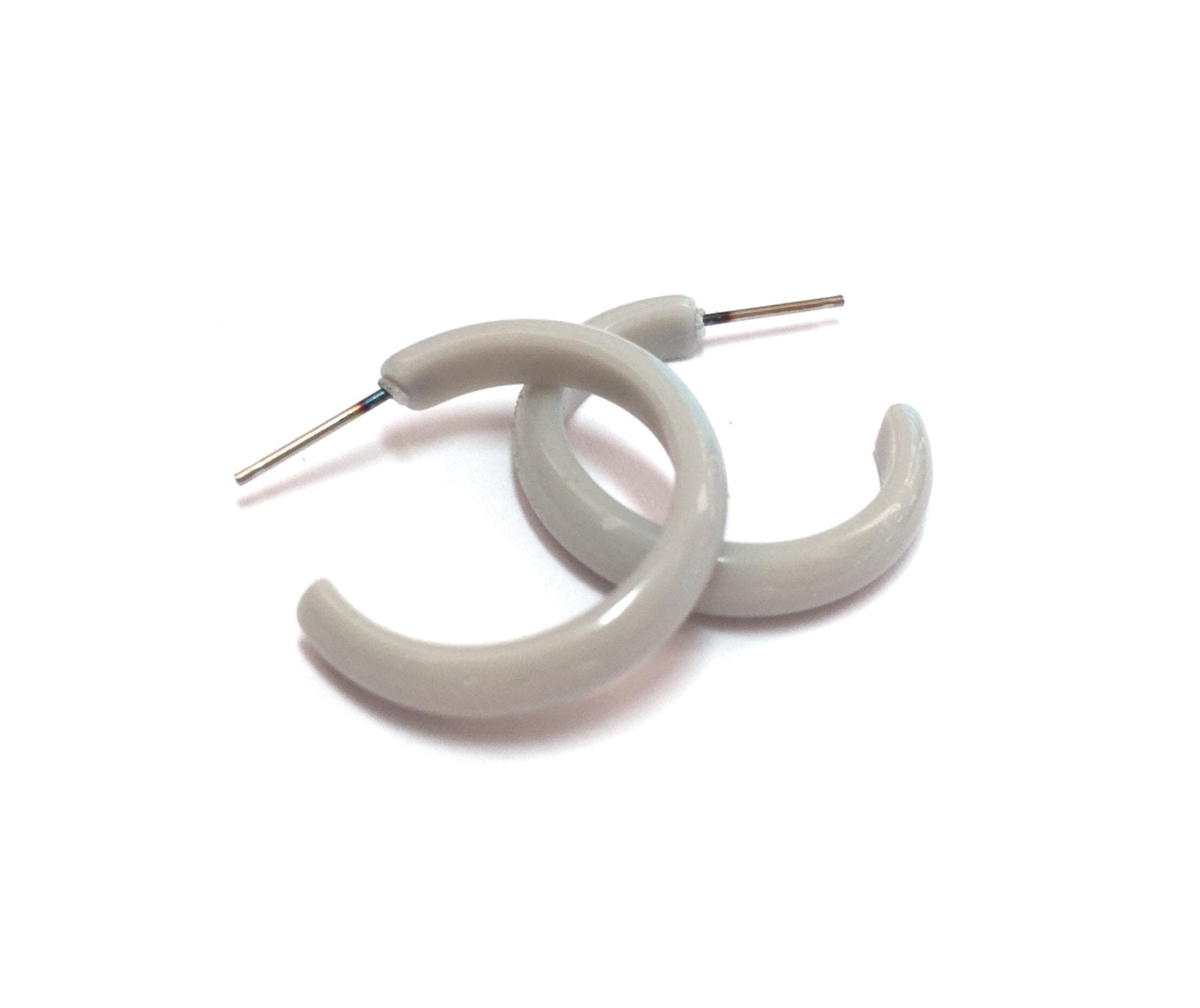 Light Gray Skinny Perfect Hoop Earrings