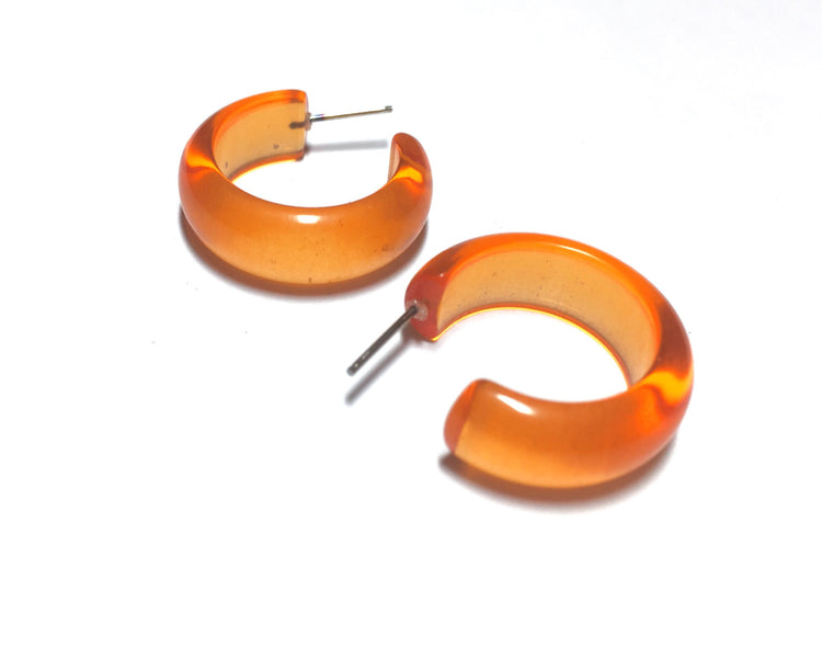 Bright Orange Small Simple Hoop Earrings Leetie Lovendale