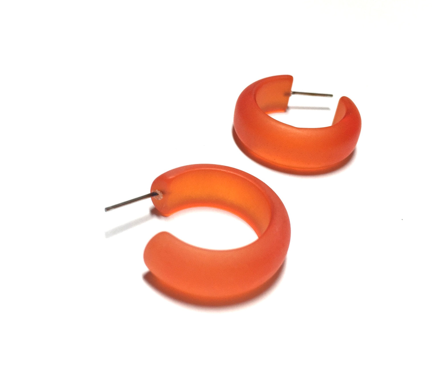 frosted orange hoop earrings