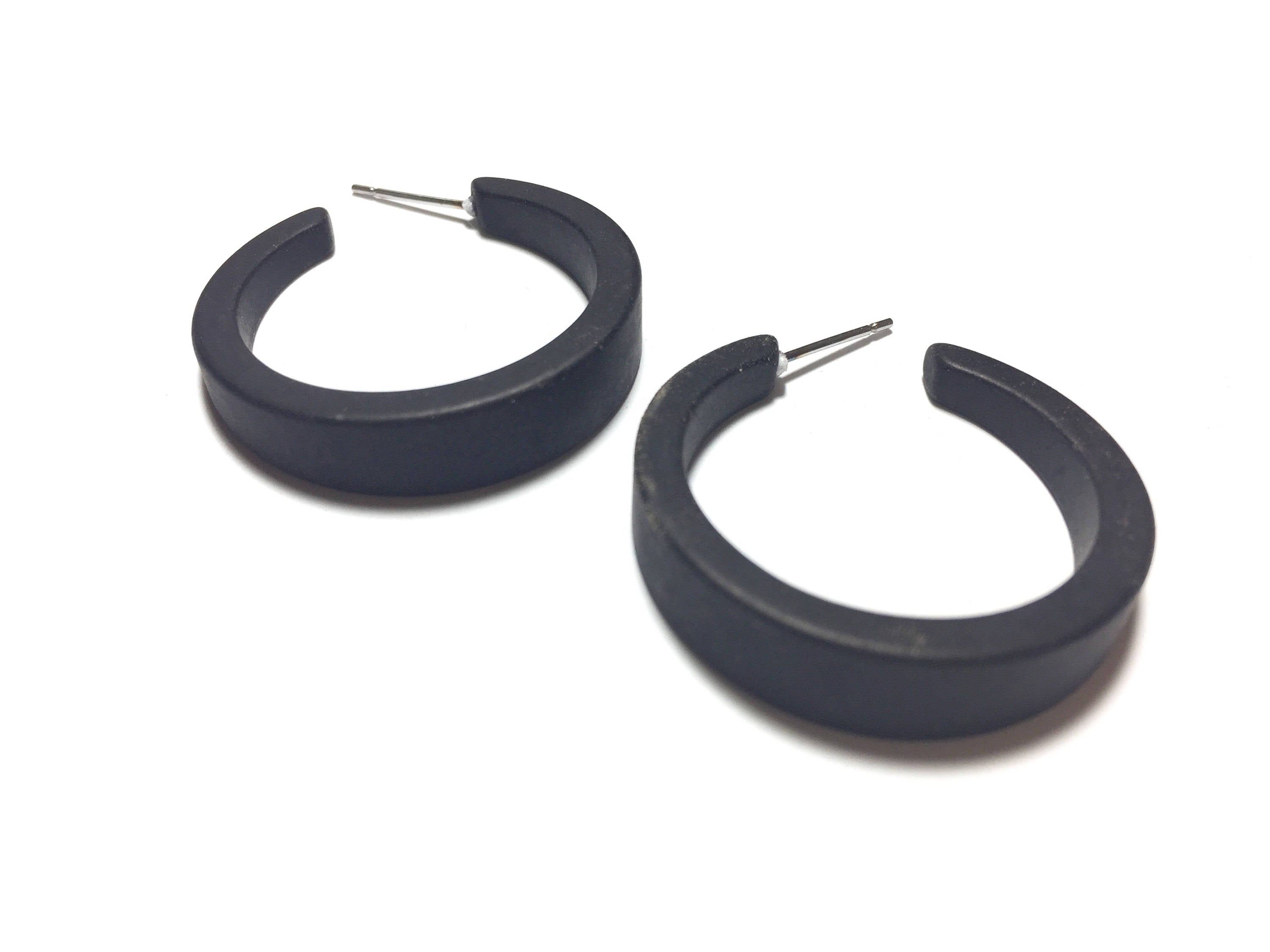 black lucite tapered hoops