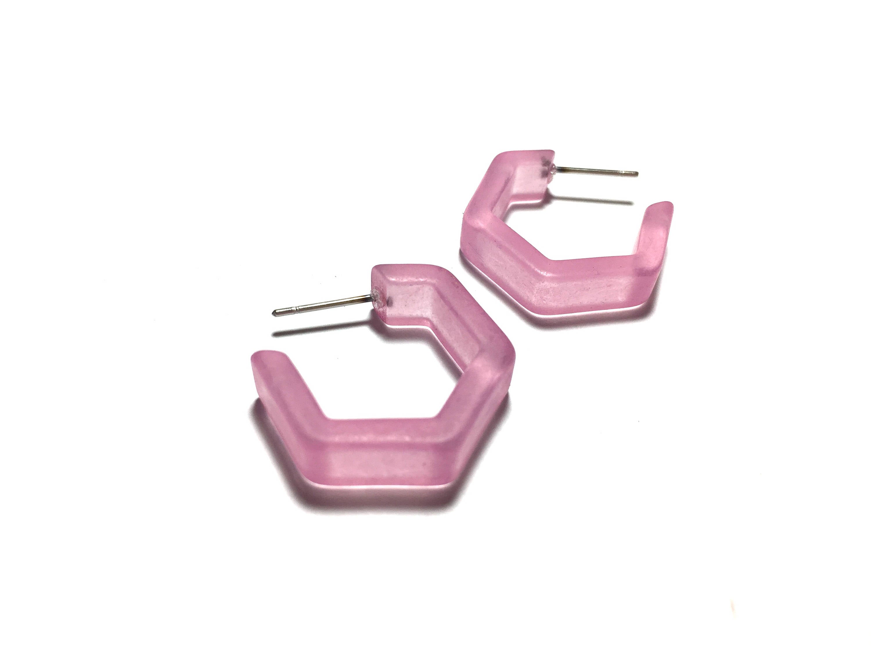 faceted pink earrings