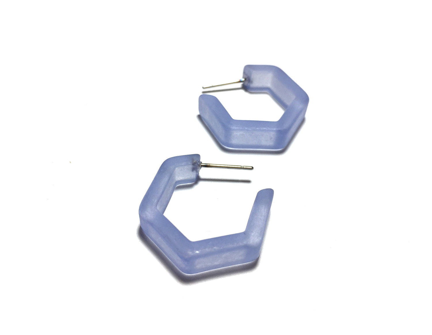 blue hexagon earrings