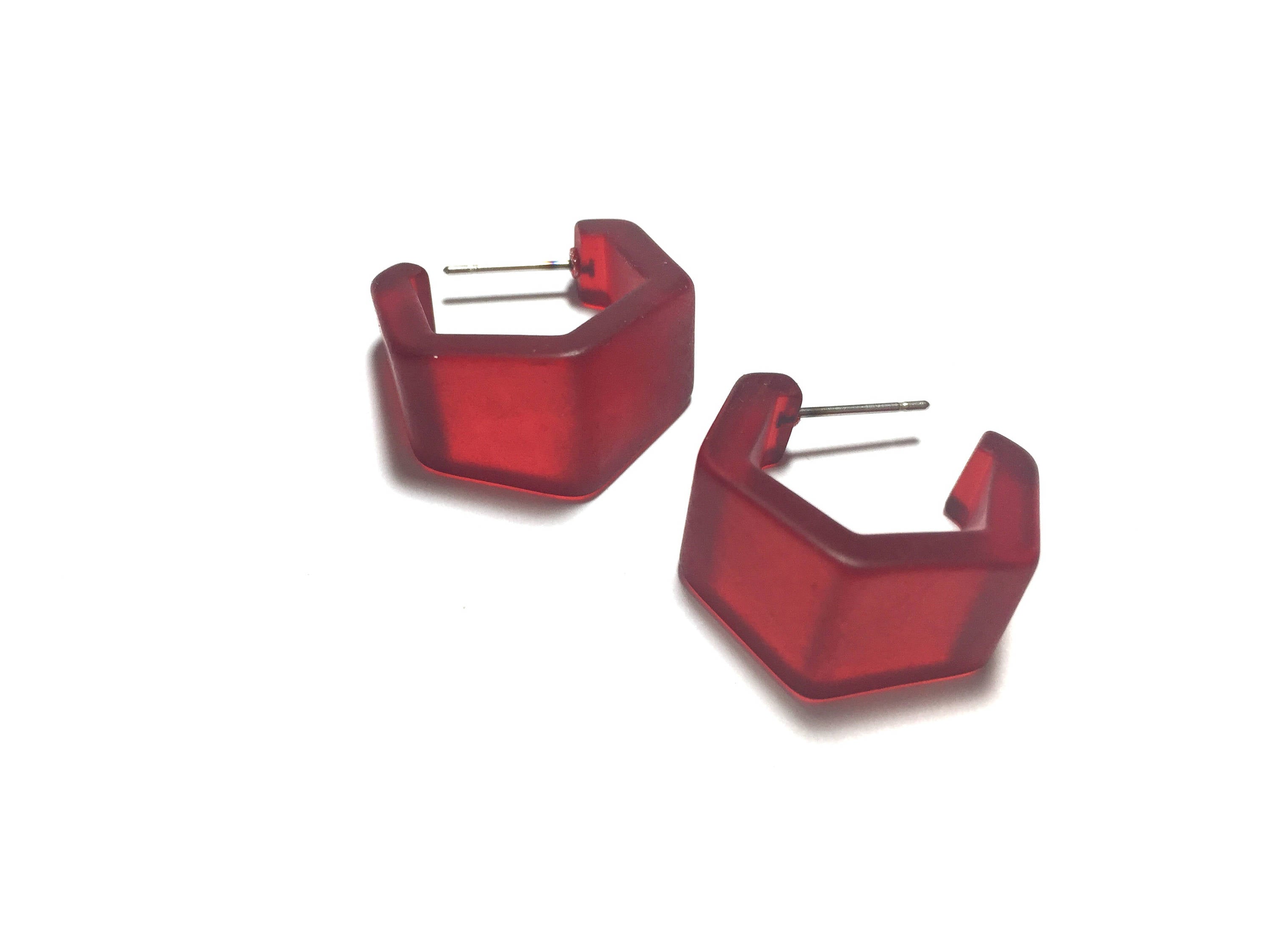 frosted red earrings