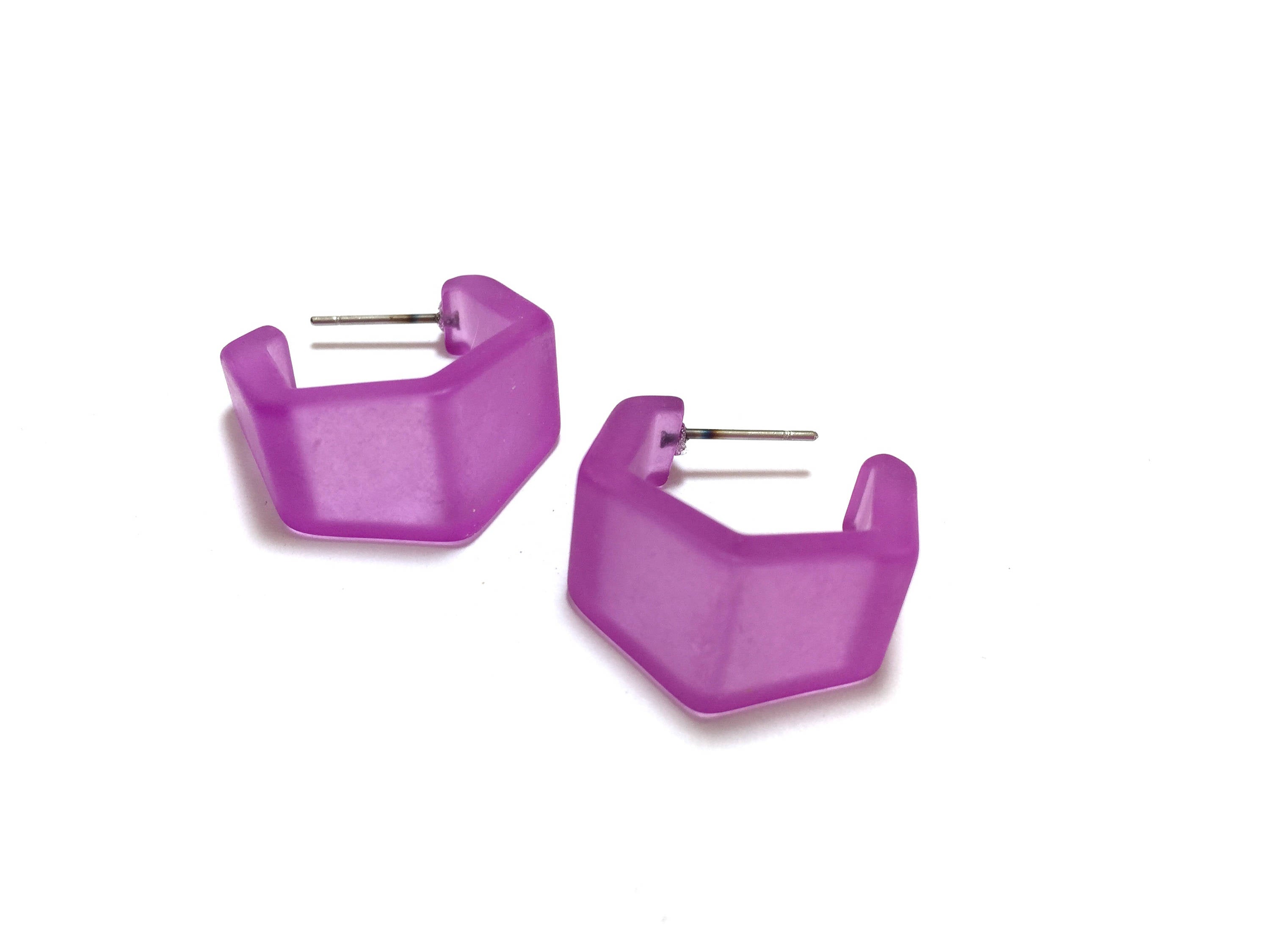 violet geometric earrings