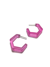 pink hex earrings