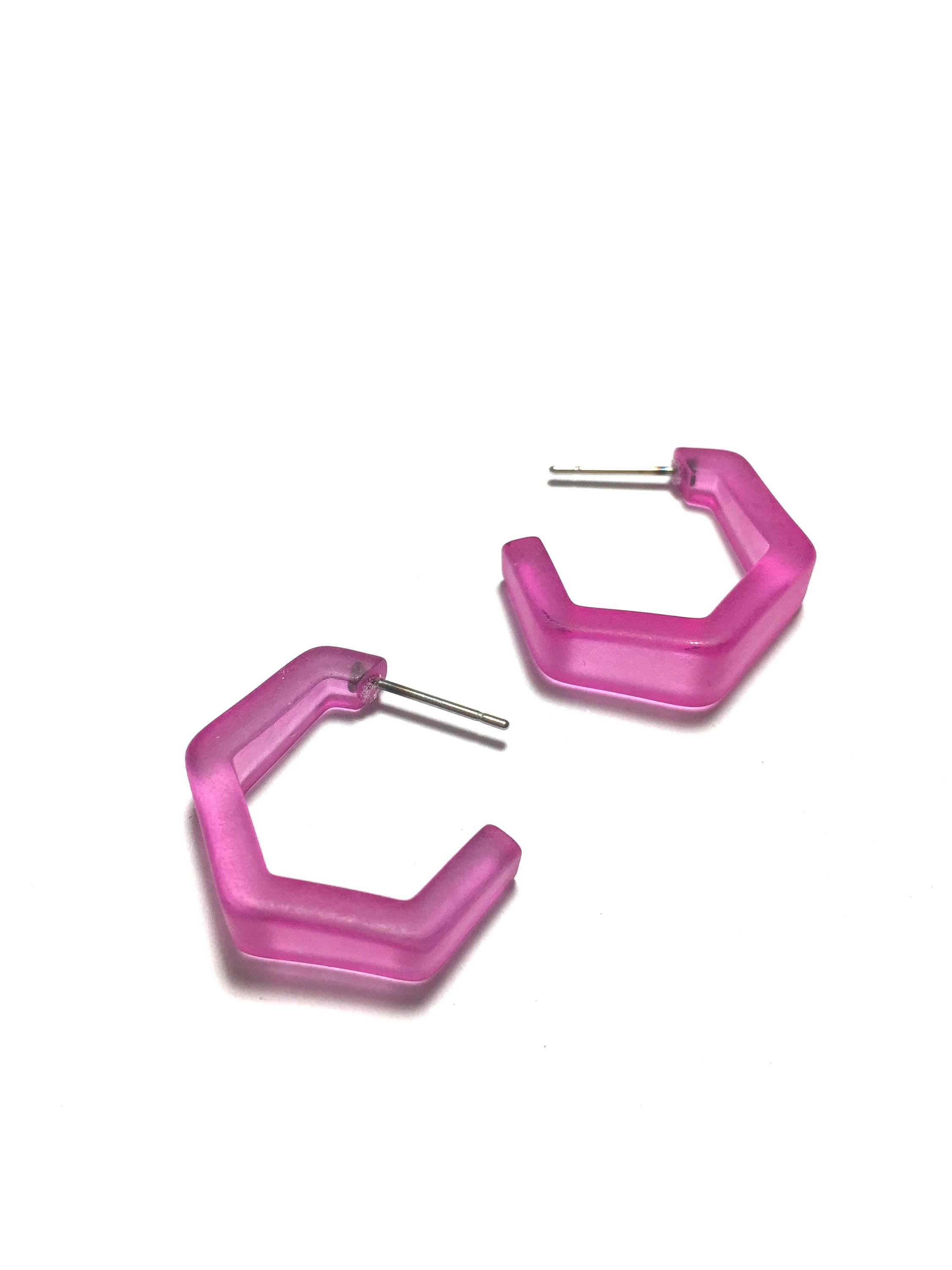 pink hex earrings