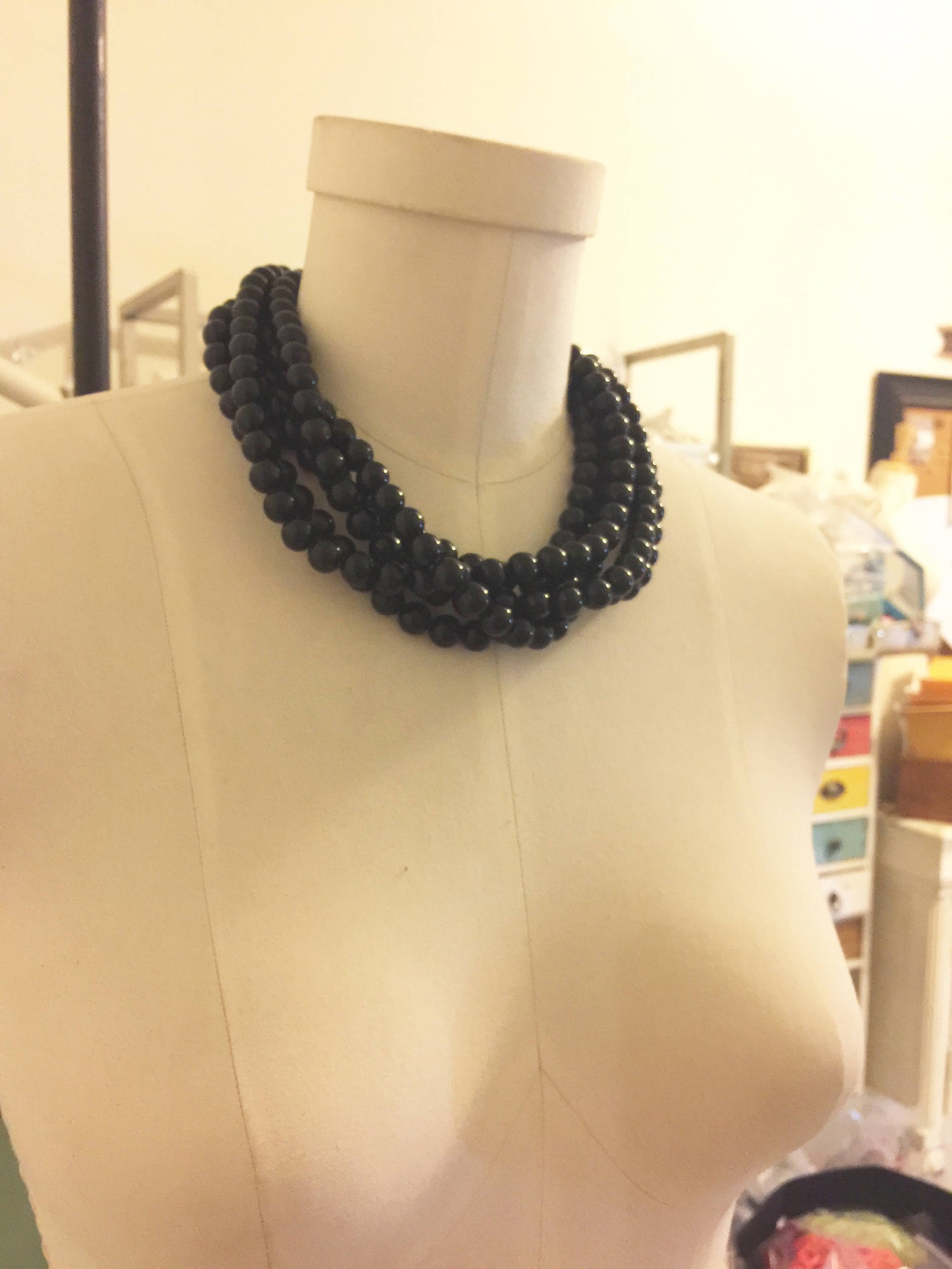 black beaded statement necklace