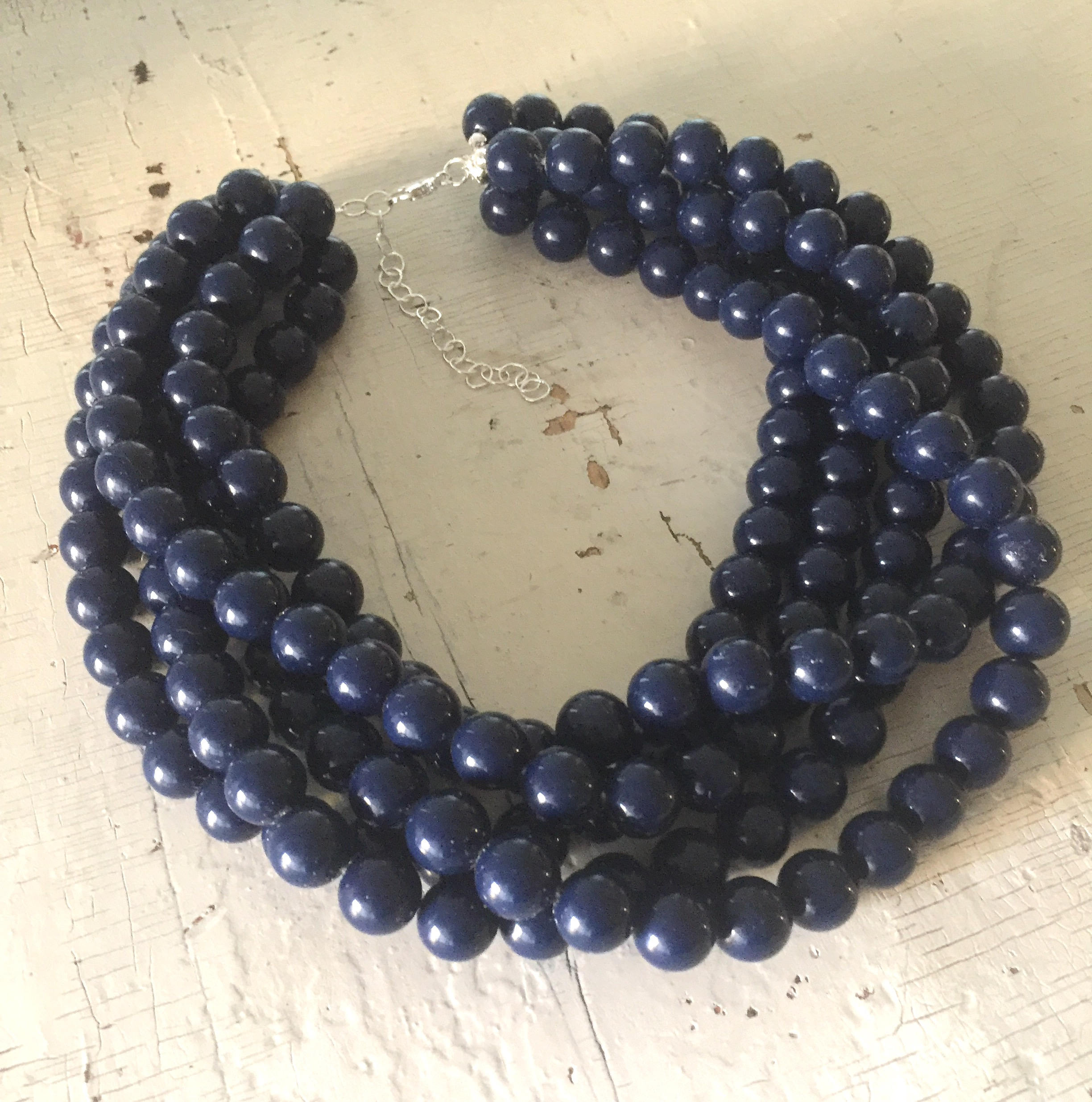 Navy blue statement on sale necklace