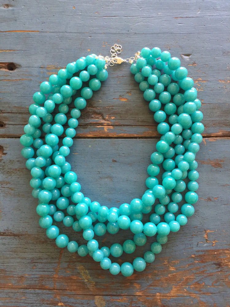 turquoise beaded statement necklace