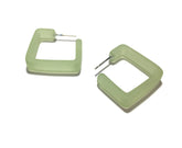 light green square earrings