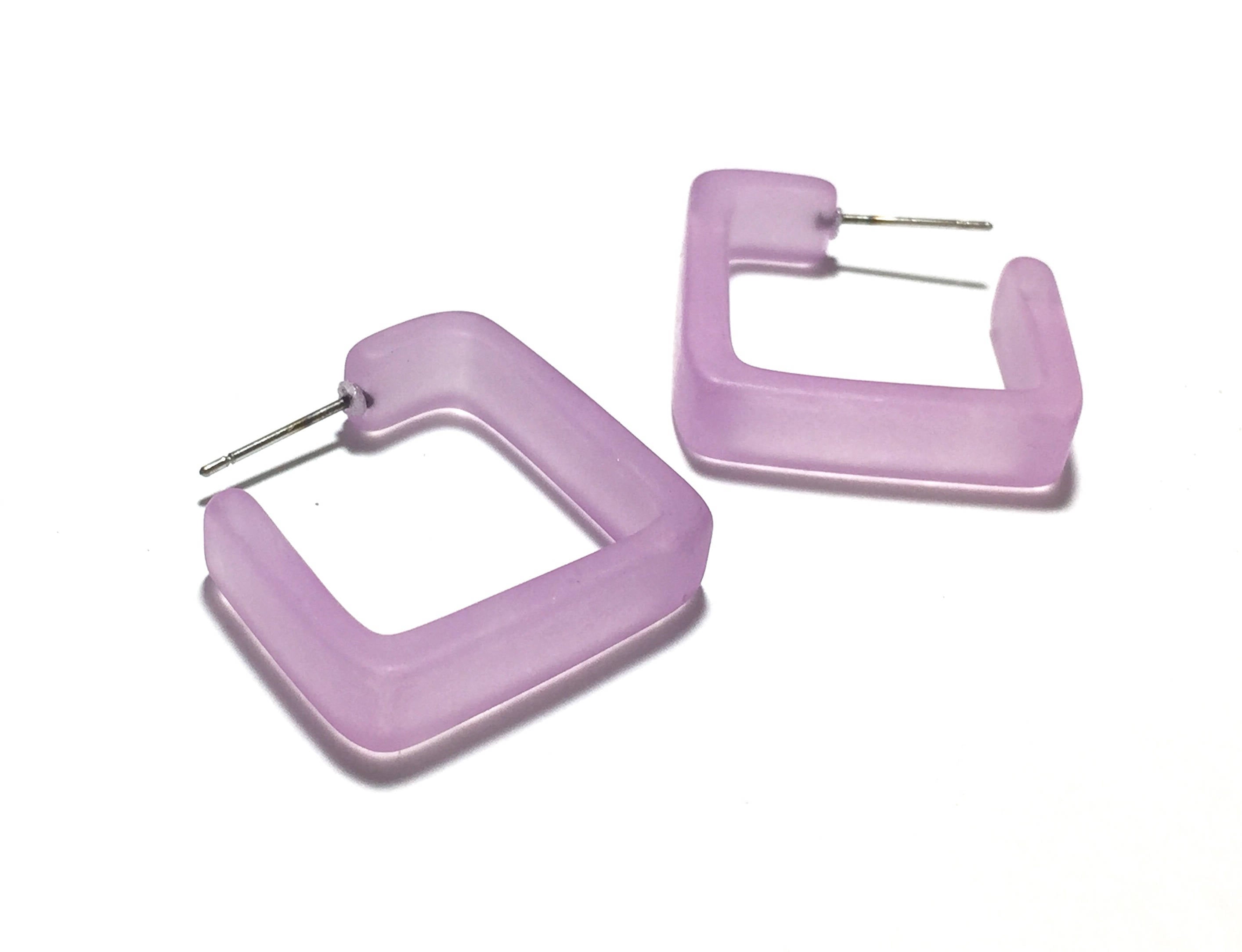 lilac square hoop earrings