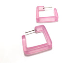 pink frosted square earrings