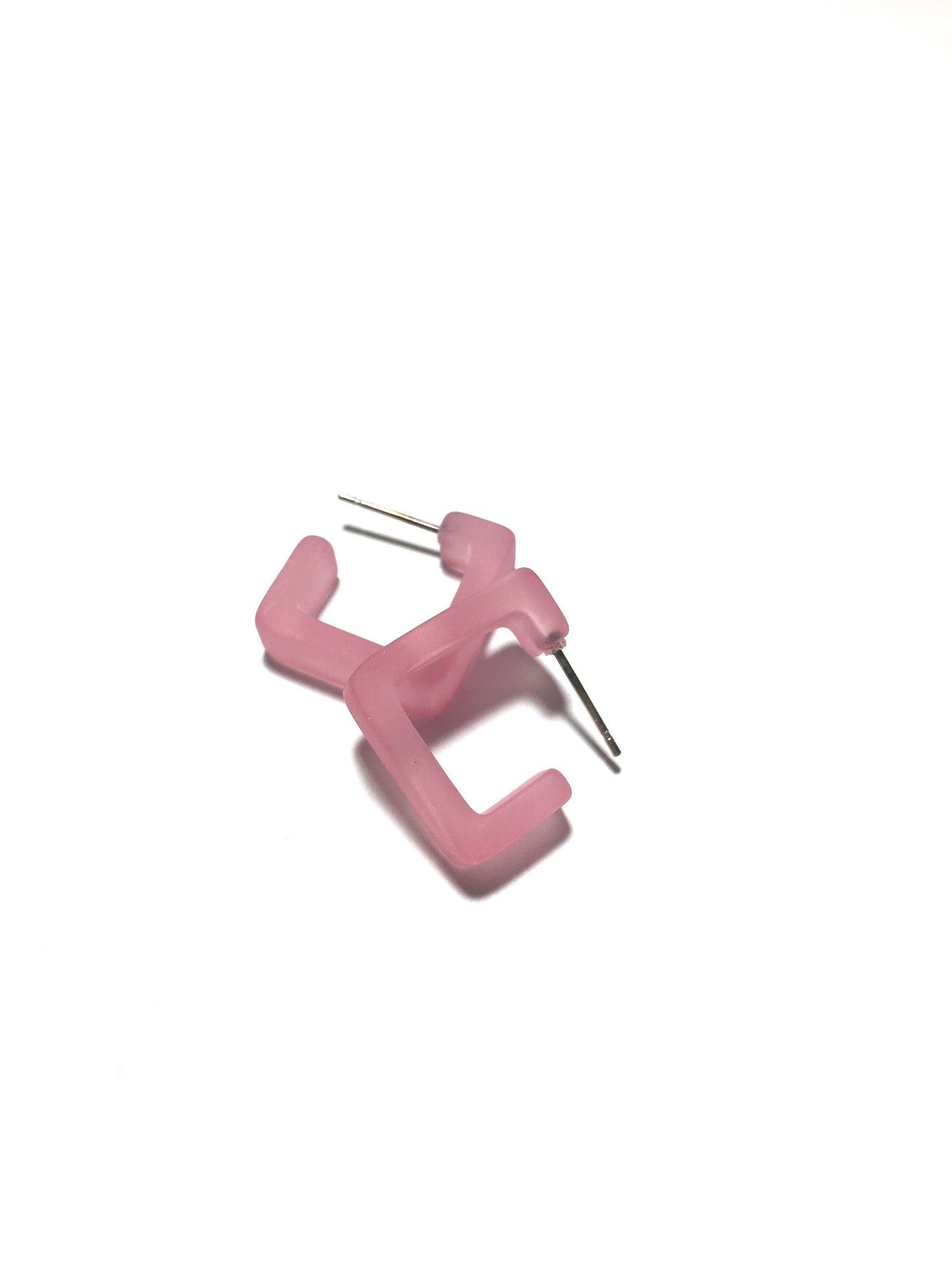 small pink square hoops