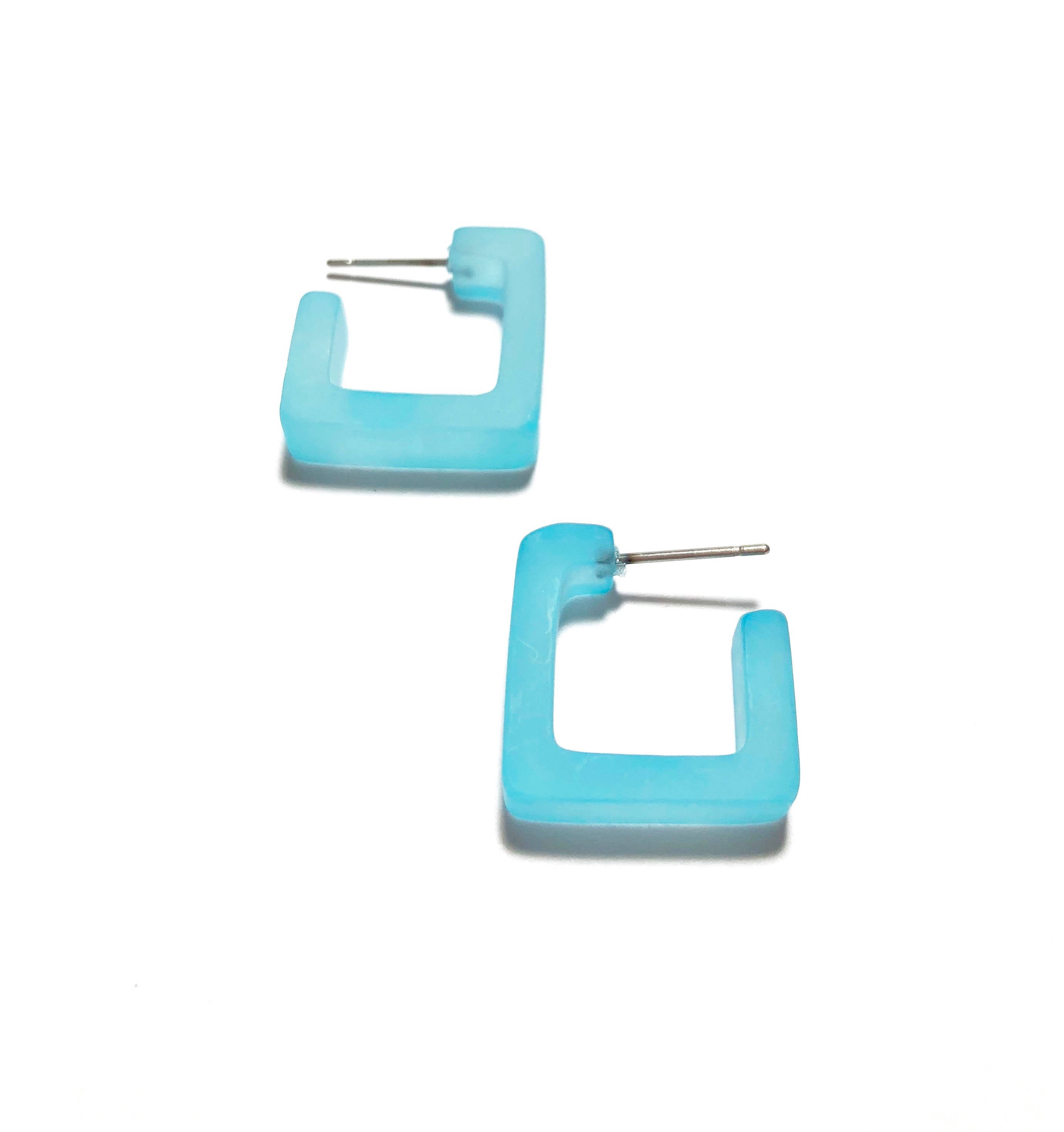 square turquoise hoops