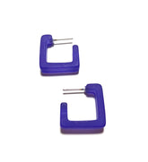 dark blue square hoop earrings