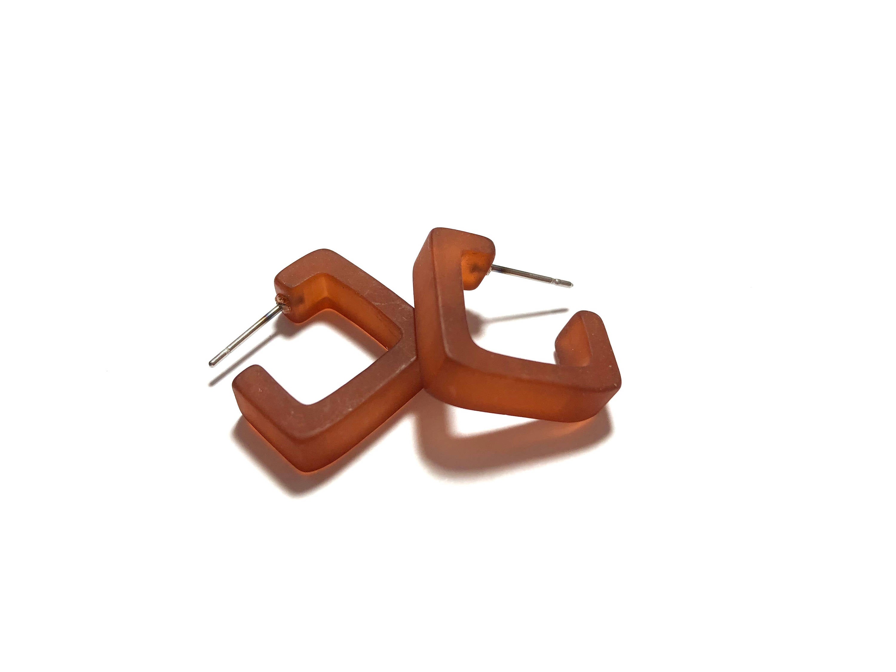 small brown square hoop earrings