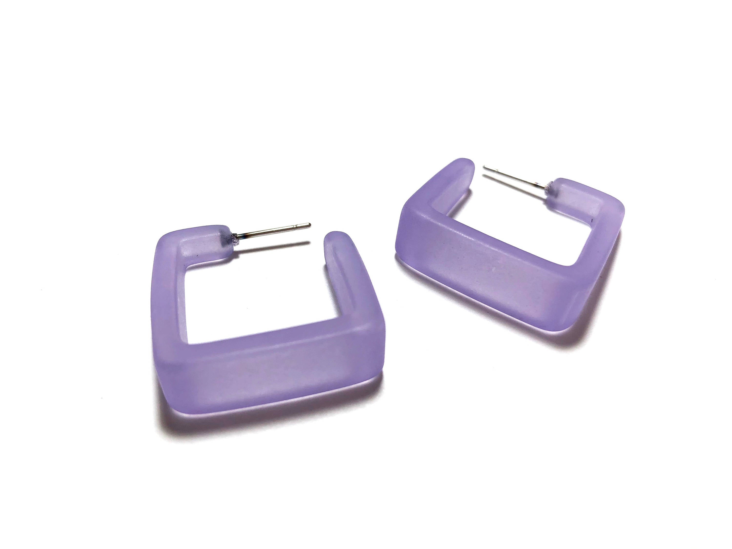 light purple square earrings