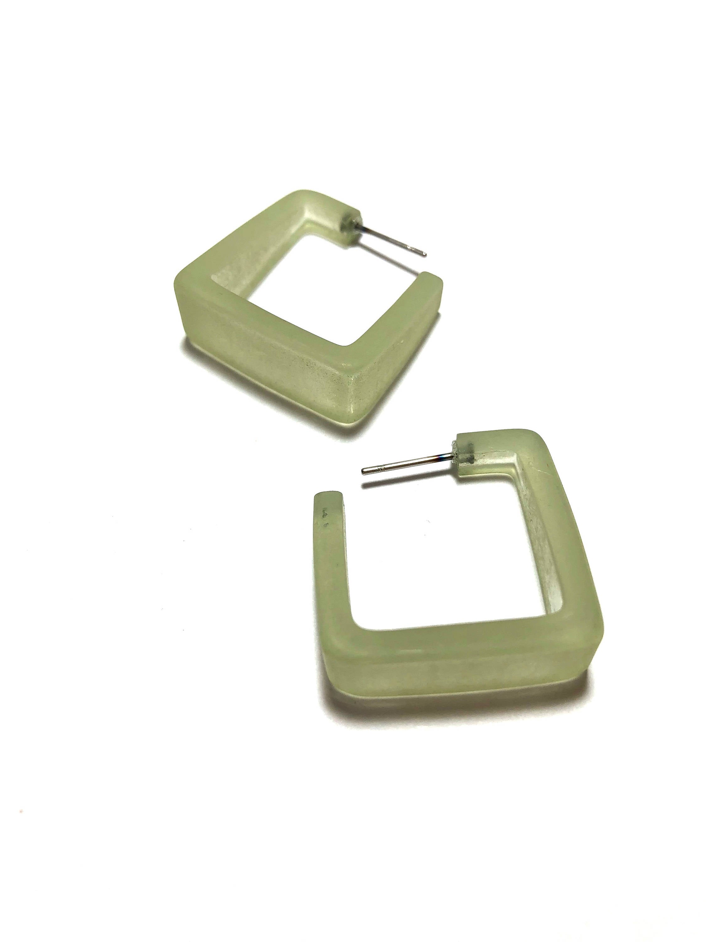 light green square hoop earrings