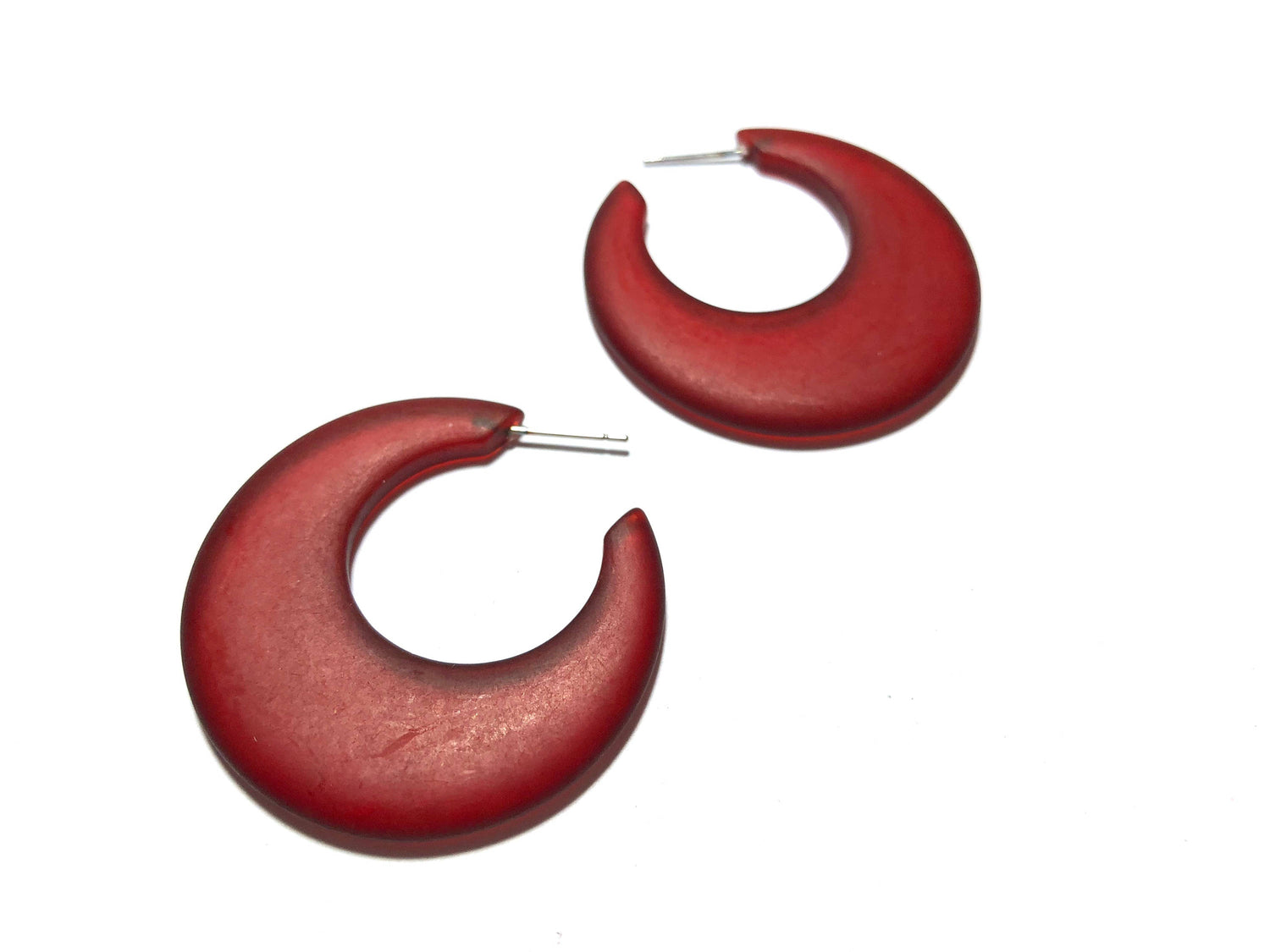 big red frosted earrings