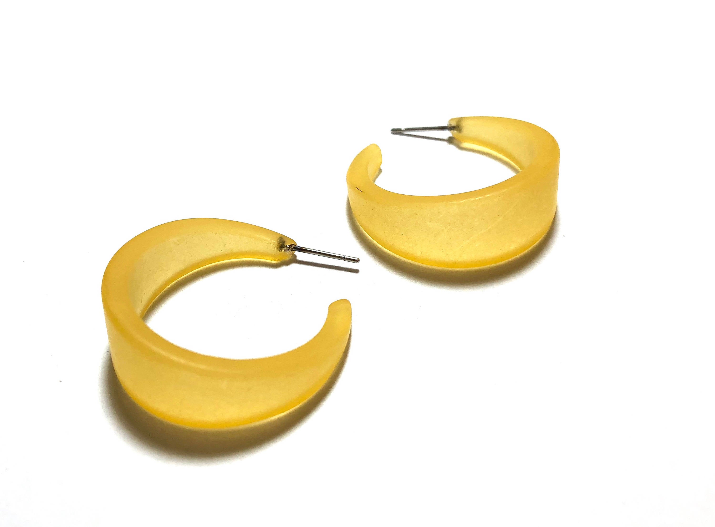 yellow earrings frosted lucite
