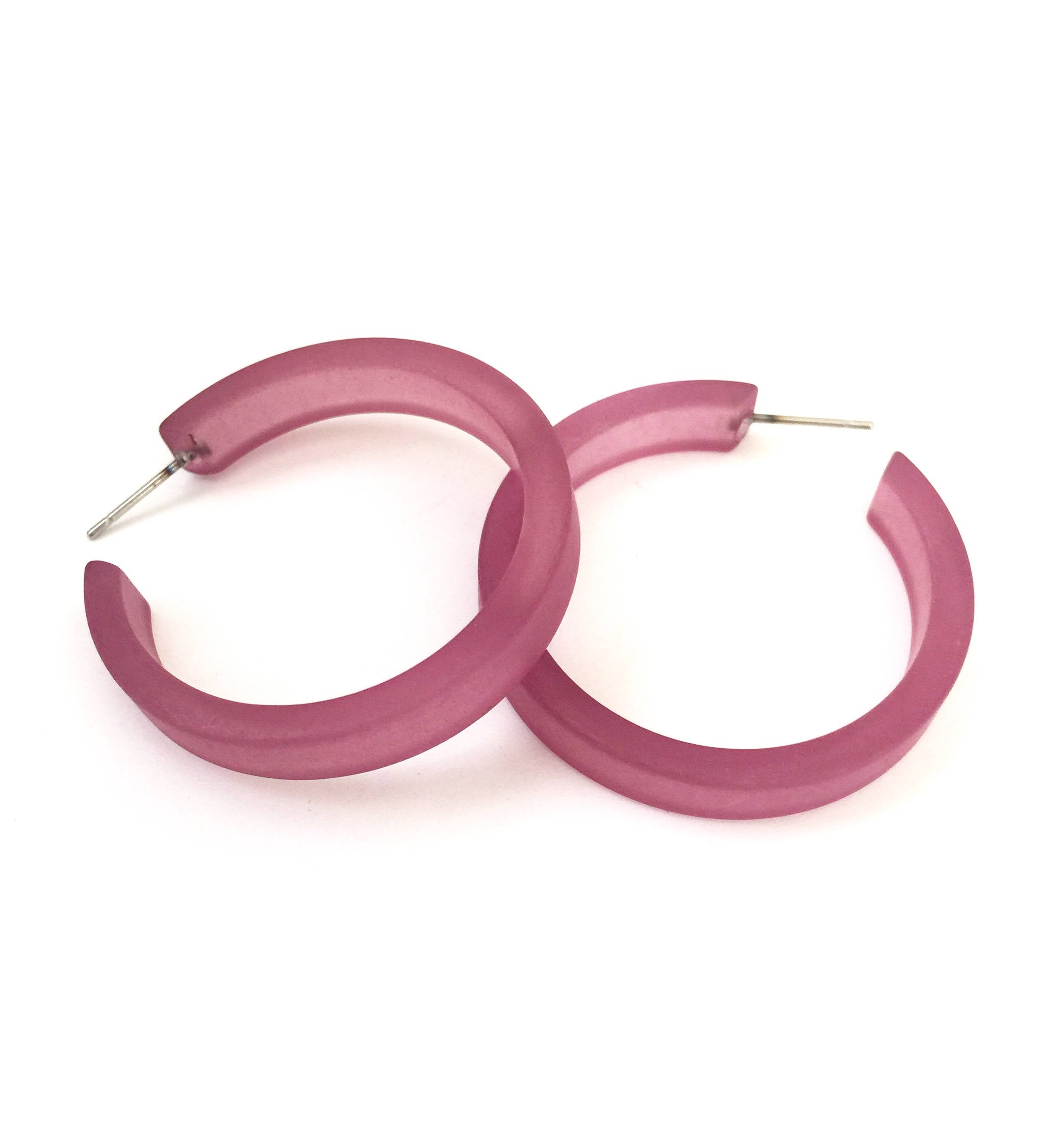 Amethyst Purple Frosted Classic Lucite Hoop Earrings