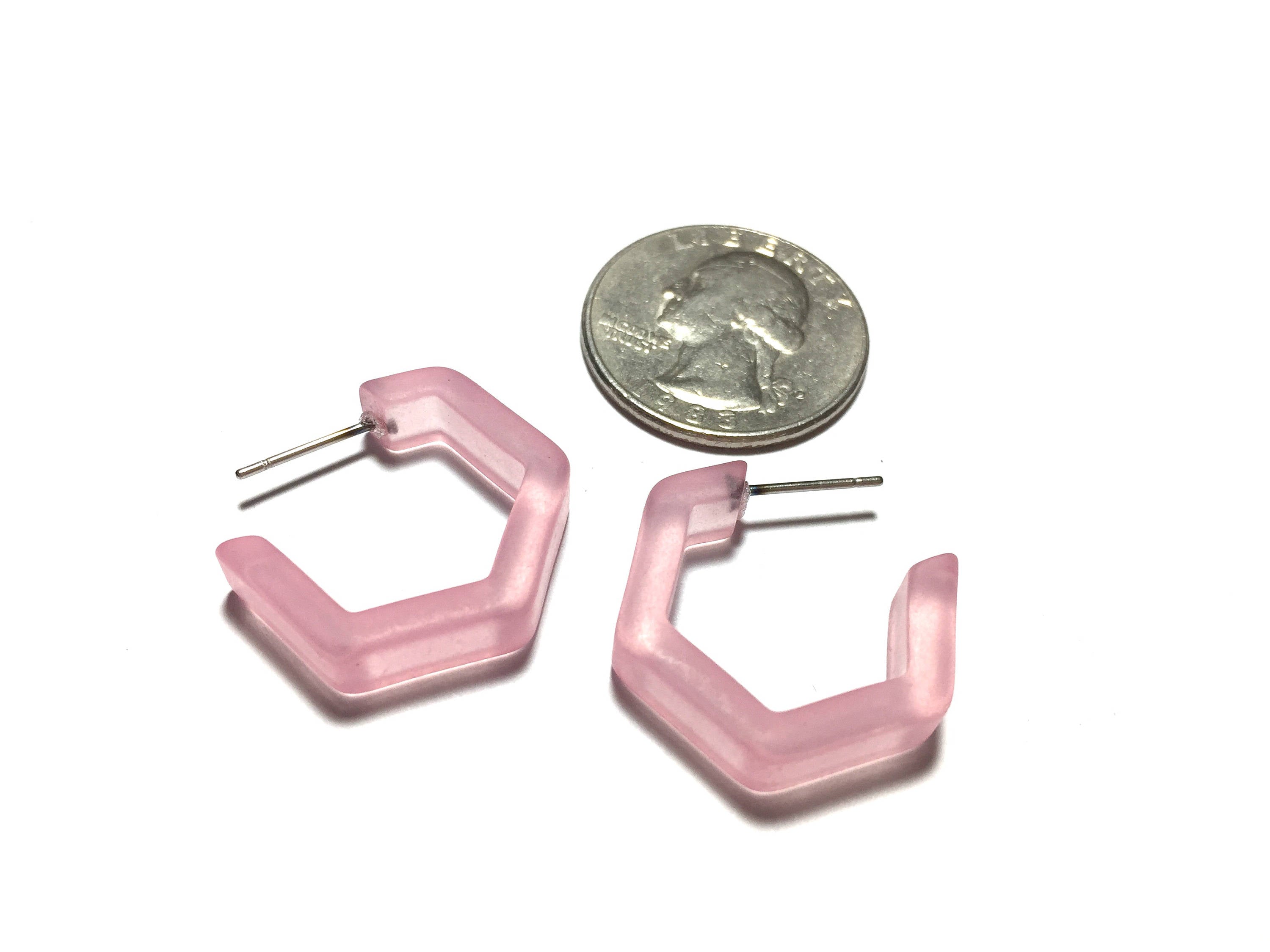 pastel pink hex earrings